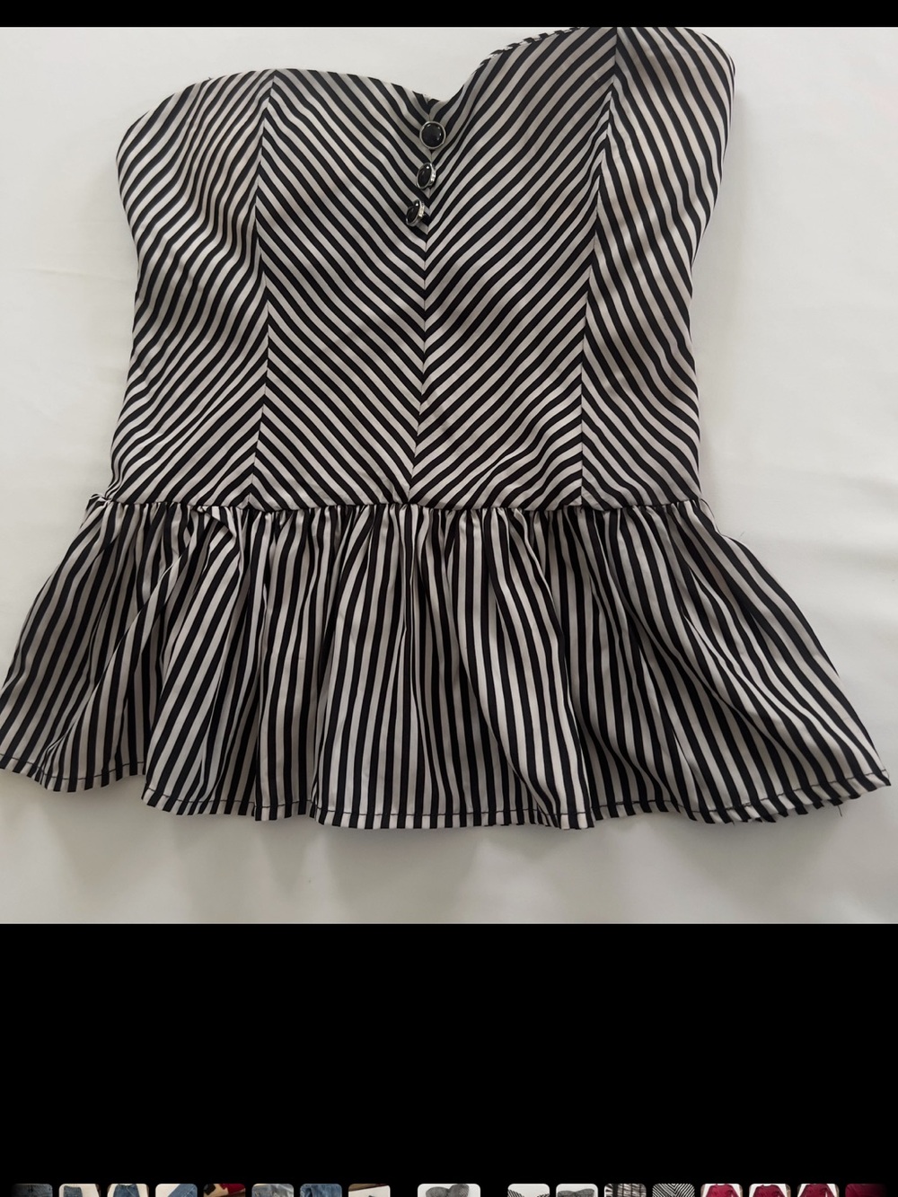 Last Kiss Y2K Striped Strapless Peplum Top - Size M